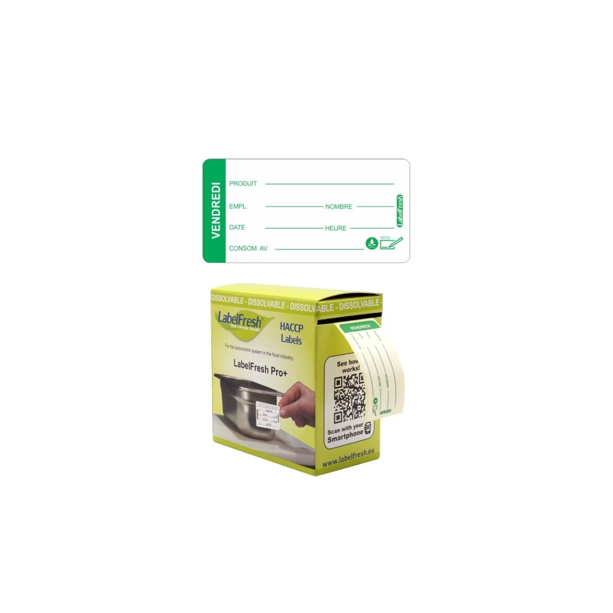 LABELFRESH PRO 250 ETIQUETTES HYDROSOLUBLES 3X6CM VENDREDI