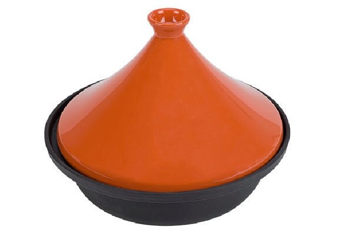 C&T TAJINE NOIR/ORANGE BASE FONTE 30CM TOUS FEUX