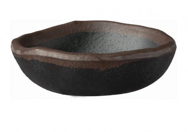 APS MARONE ROUND MELAMINE SALAD BOWL 8.5XH2.5CM BLACK BROWN EDGE