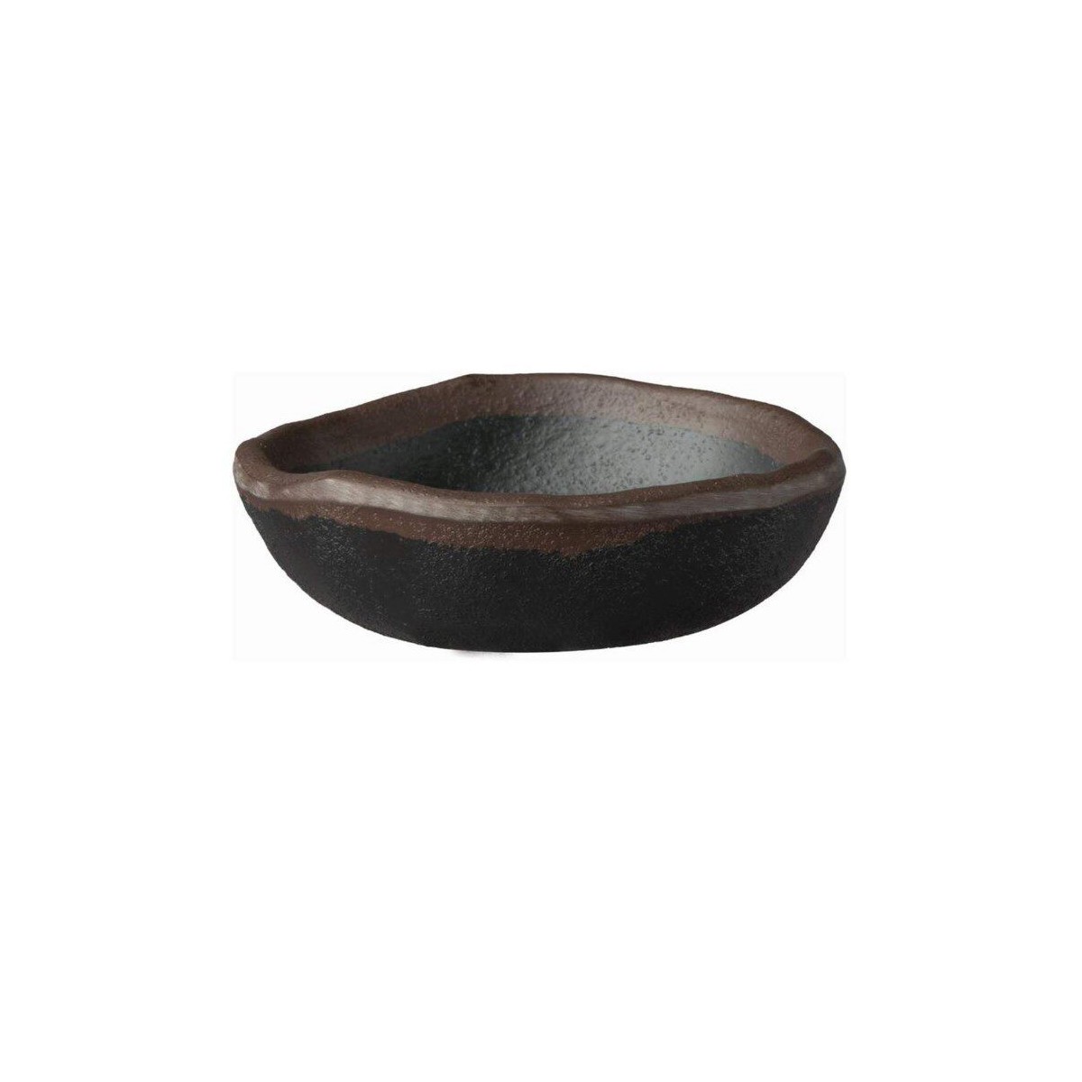 APS MARONE ROUND MELAMINE SALAD BOWL 8.5XH2.5CM BLACK BROWN EDGE