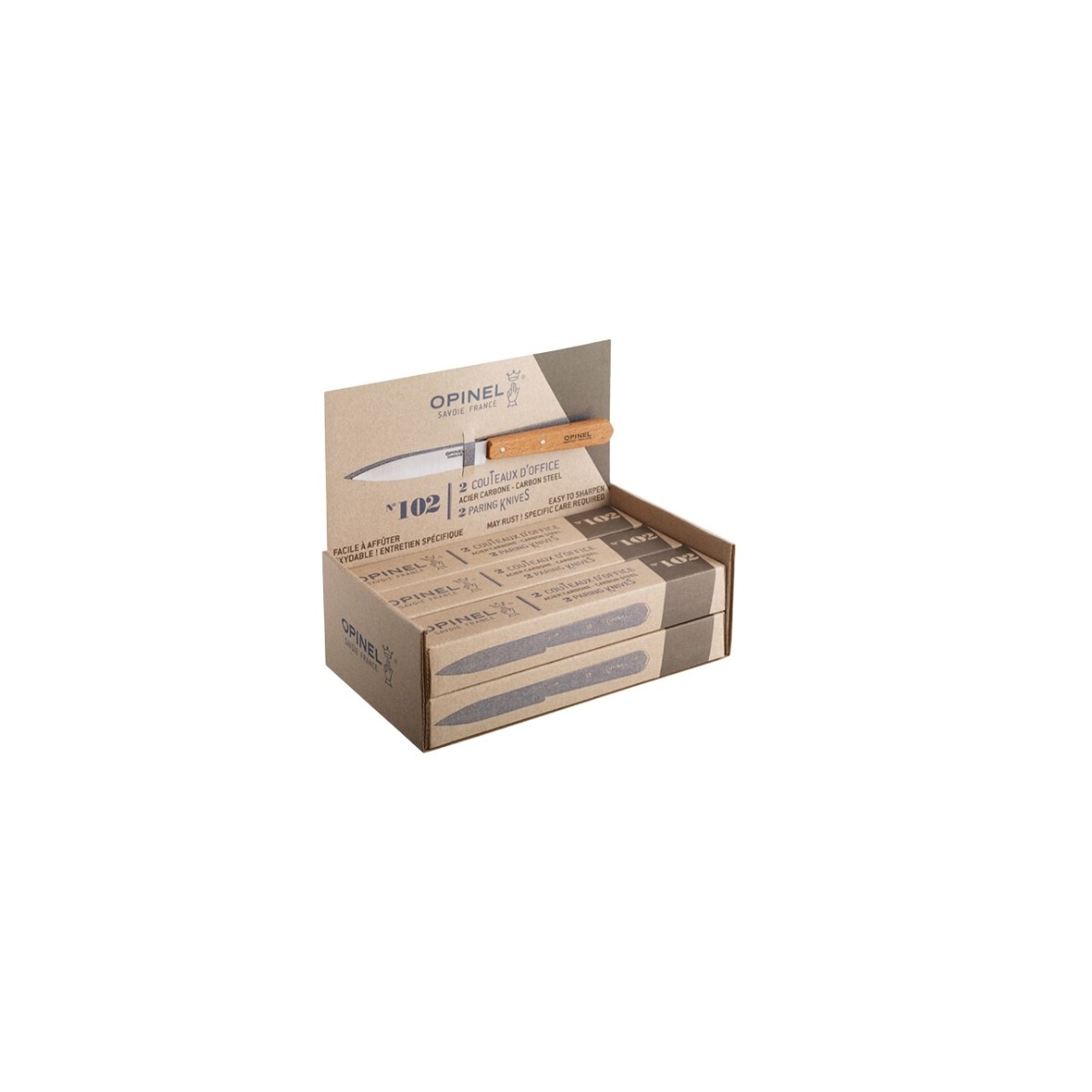 OPINEL COUTEAU OFFICE CARBONE N°102 2PCS ACIER/BOIS 