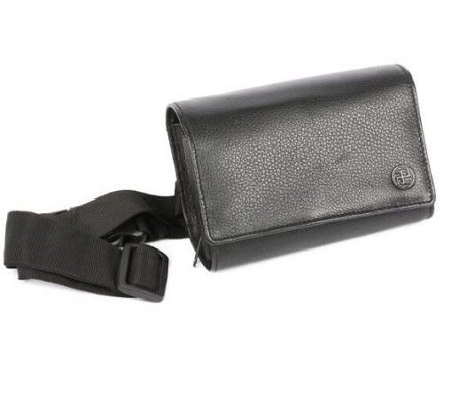 BLACK LEATHER WALLET 4 POCKETS 1 BELT PULLVELCRO FASTENING