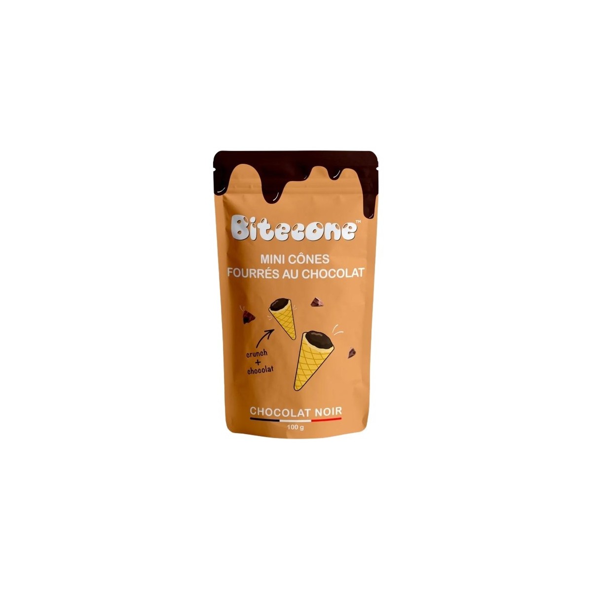 BITECONE MINI CONE FOURRE AU CHOCOLAT NOIR 50%  100GR