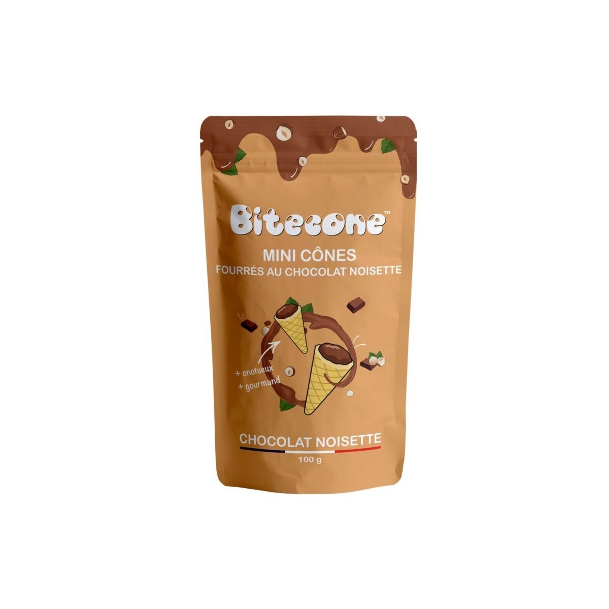 BITECONE MINI CONE FOURRE CHOCOLAT NOISETTE 12% 100GR