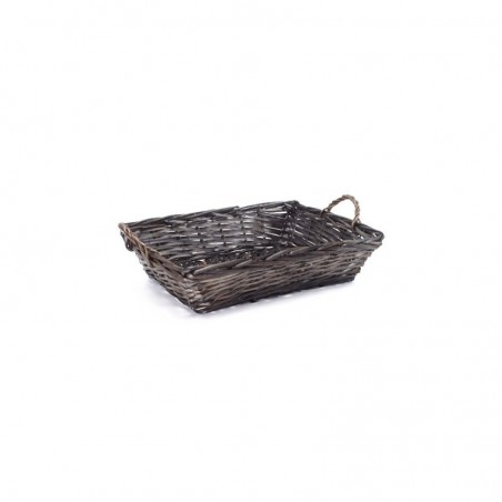 PANIER OSIER GRIS FONCE 42X29XH10CM