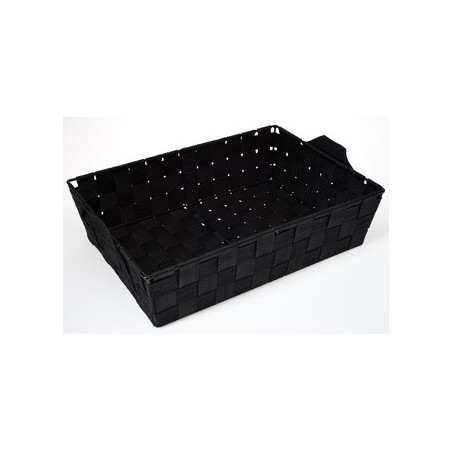 RECTANGULAR BASKET IN BLACK RUSH 35X25CM H9CM