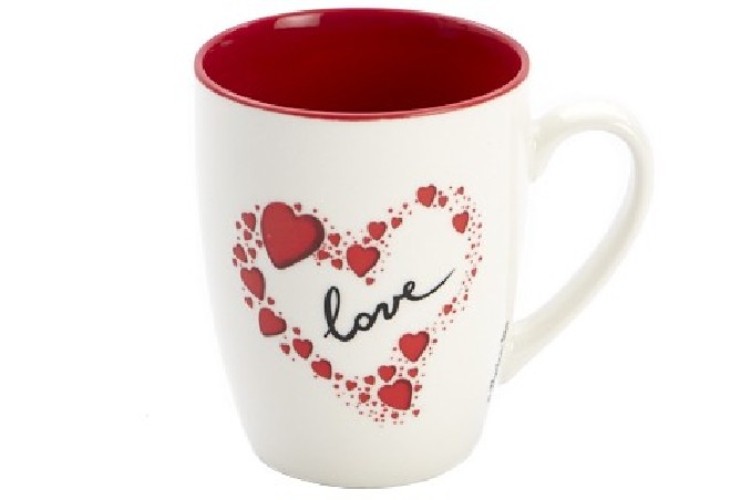 MUG LOVE DANS UN COEUR Ø8,5CM H10,5CM