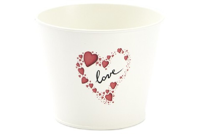 POT EN ZINC LOVE DANS UN COEUR Ø11,5CM H9CM